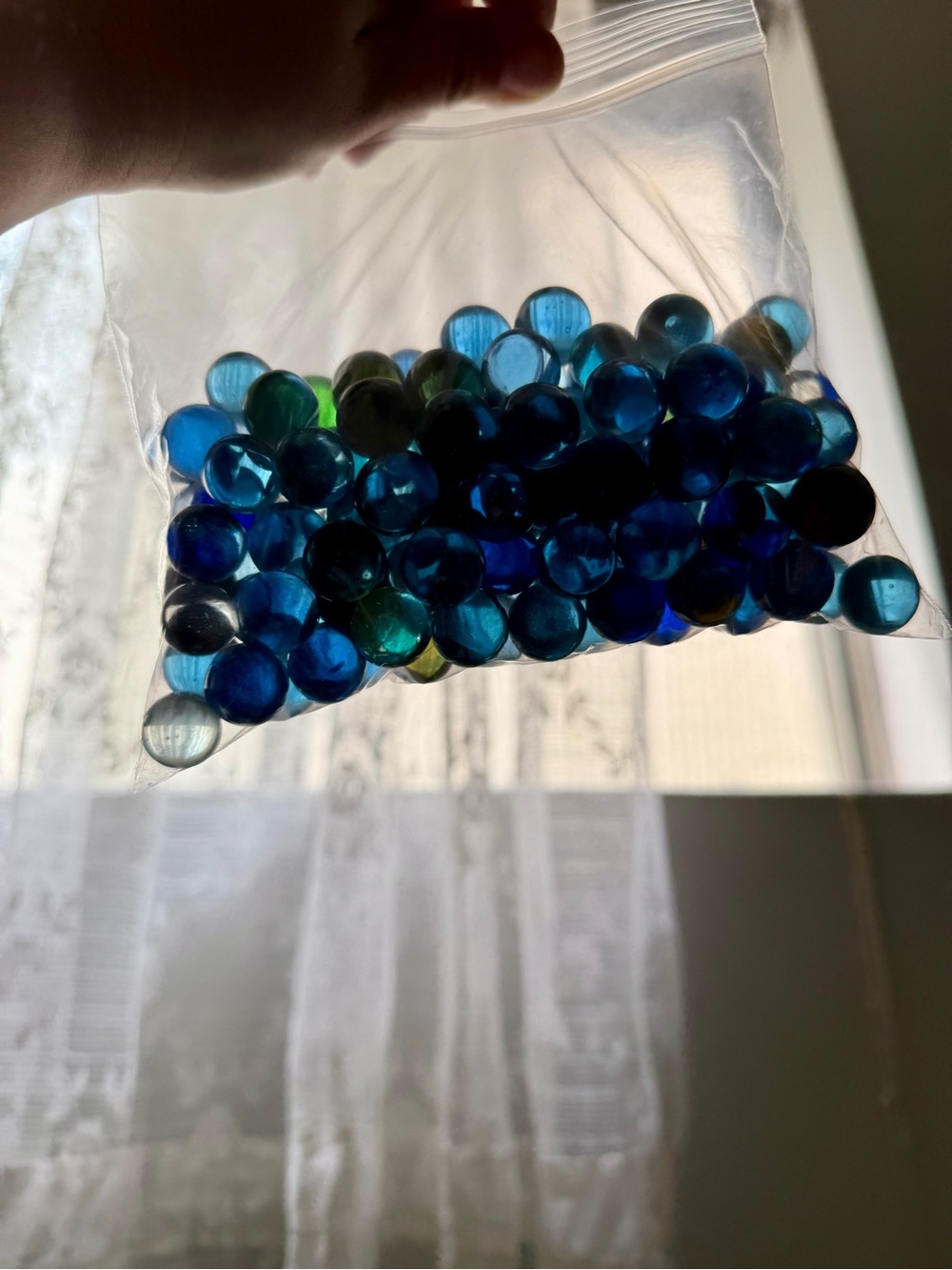 Set of 122 Vintage Vacor Marbles Translucent Green Blue Quartz Smokey Glass